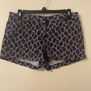 Women's J. Crew Navy Blue White‎ Rope Design City Fit Chino Shorts Size 4